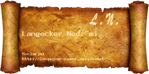 Langecker Noémi névjegykártya